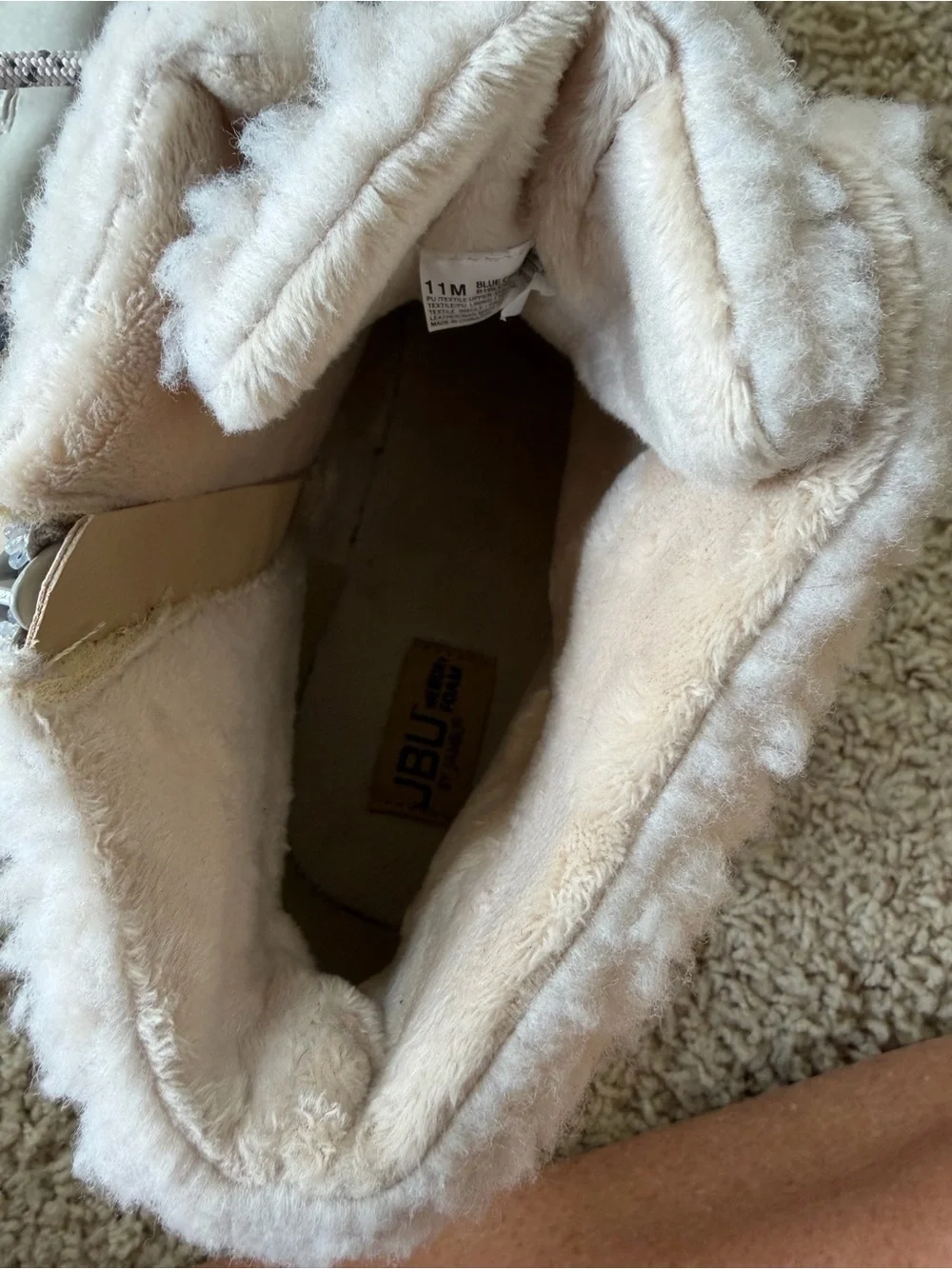 JBU Cream Faux-Shearling Lace-Up Winter Boots size 11M NWOT